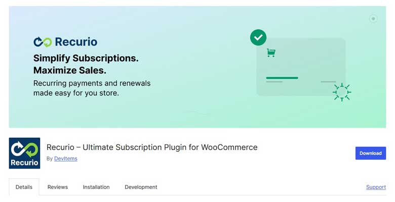Recurio - Subscription Plugin For WooCommerce