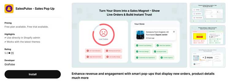 Sales Pulse Shopify Apps