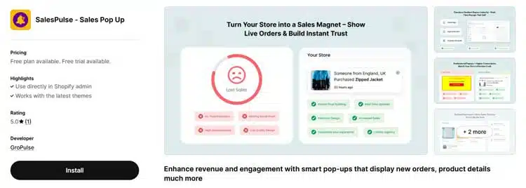 Sales Pulse Shopify Apps