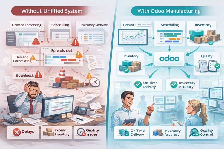 Comparing inefficiency with Odoo Manufacturing