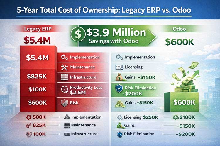 Cost Comparison (Legacy VS Odoo)