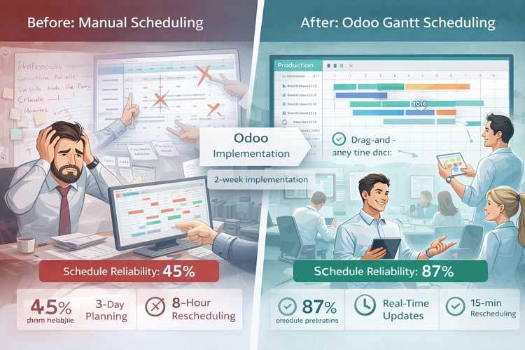 Manual vs Odoo scheduling comparison