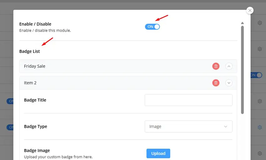 Enable Product Badge
