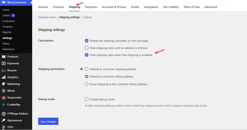 Hide shipping rate