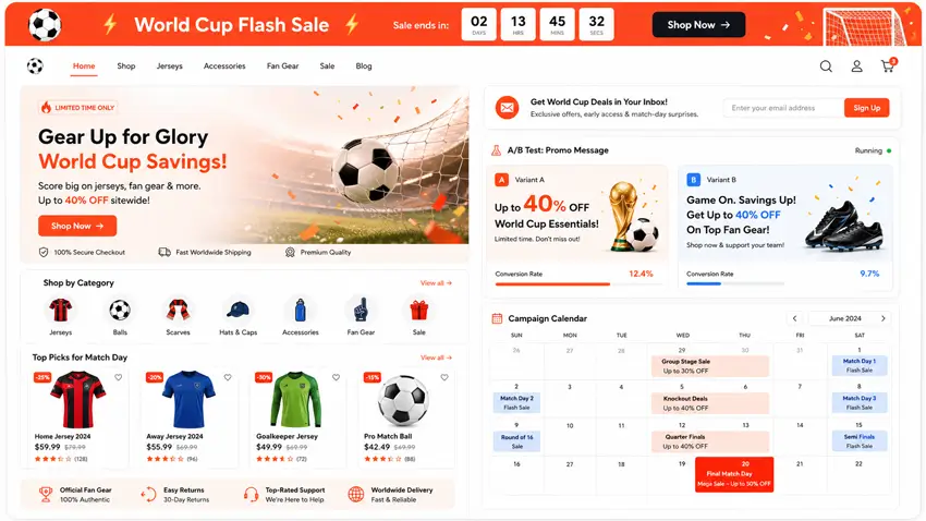 WooCommerce World Cup promotion campaign visibility setup