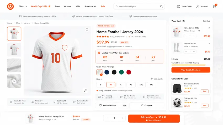 WooCommerce product page UX optimization for World Cup sales