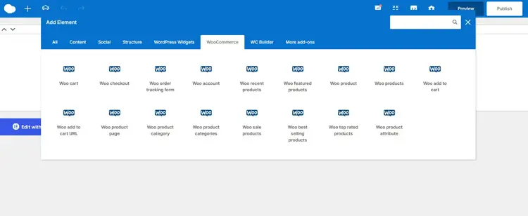 WPBakery’s Add Element window