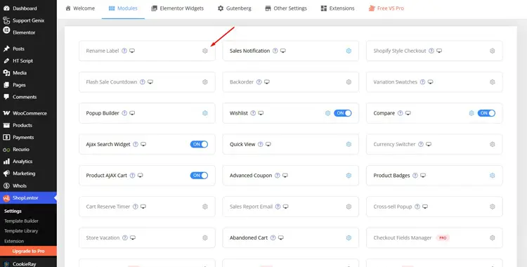Find Rename Label and Enable
