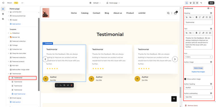 Customize the Section Content
