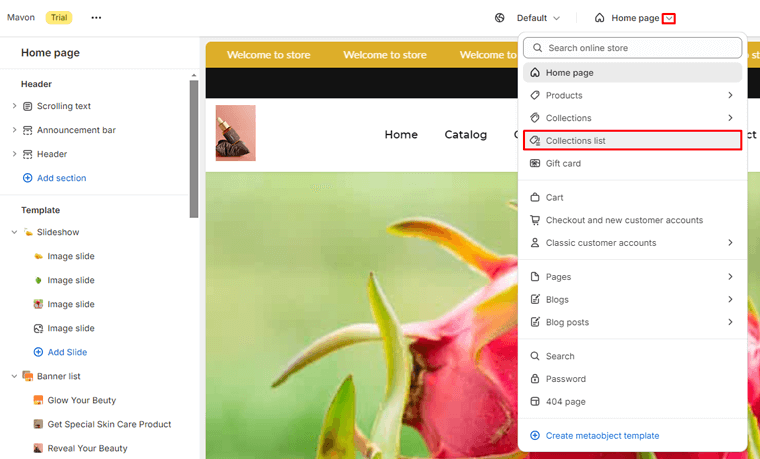 Navigate the Collection List