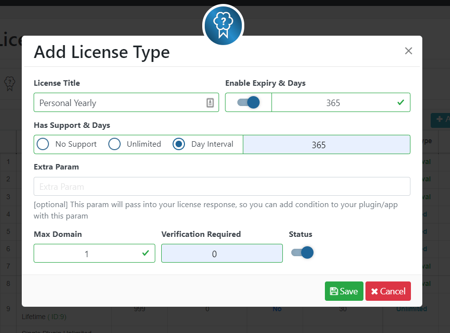 Add License Type