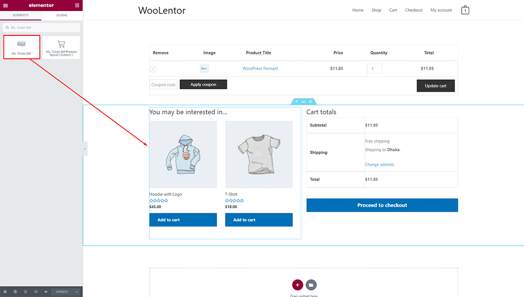Use the Product Cross Sell Widget