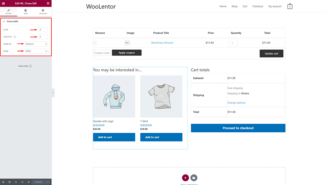 Customize the Product Cross-sell widget