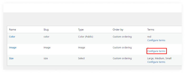 Navigate to Attributes and Click on Configure Terms of the Material Attribute 