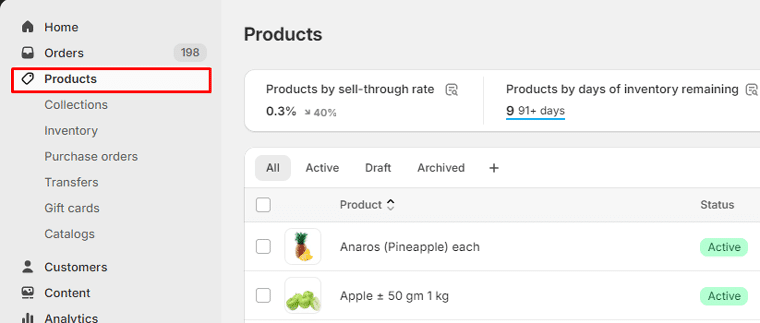 Click on the Products