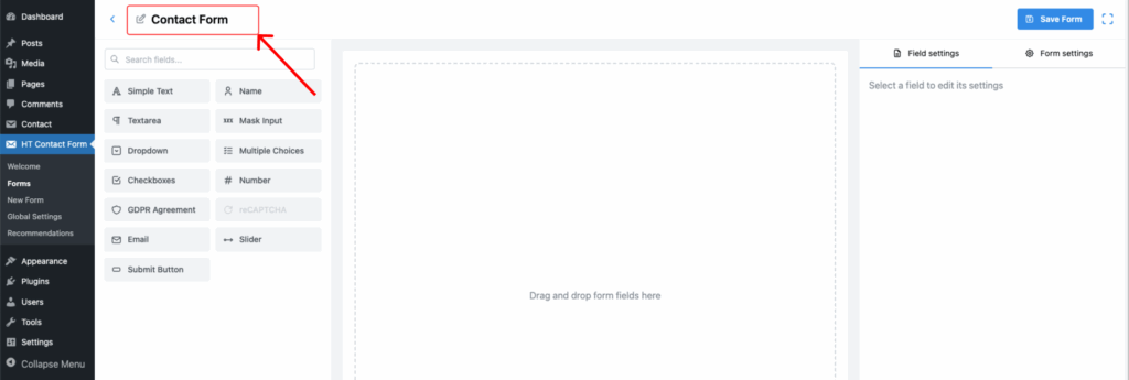 How to Create a Form with HT Contact Form