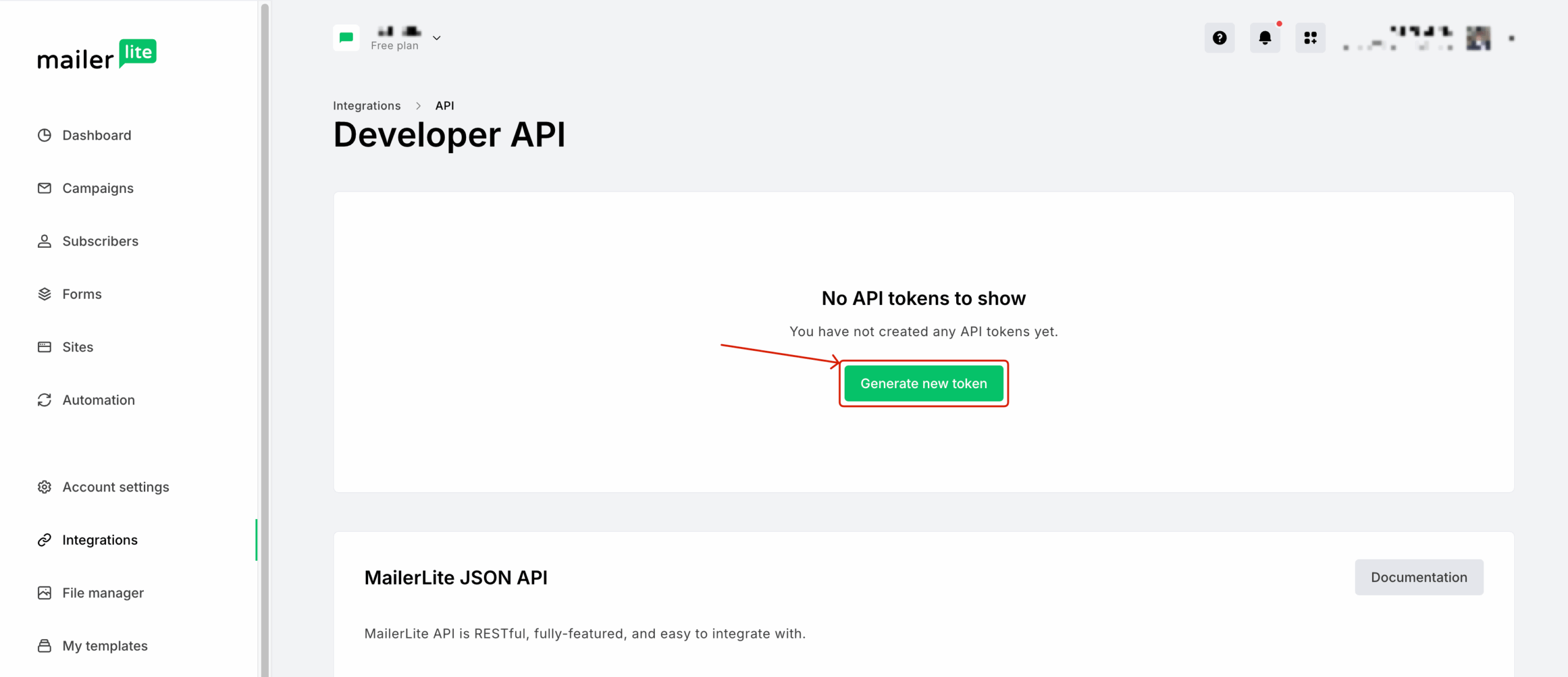 Click Generate New Token and give it a name.