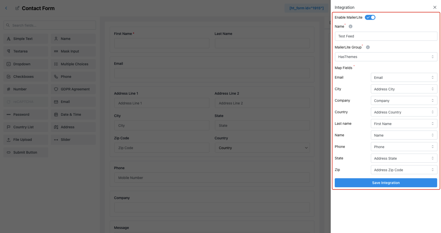 Configure MailerLite Feed Settings