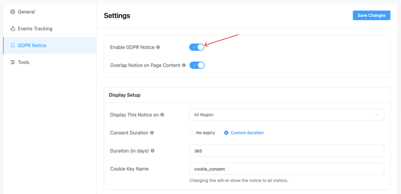 Enable or Disable GDPR Notice