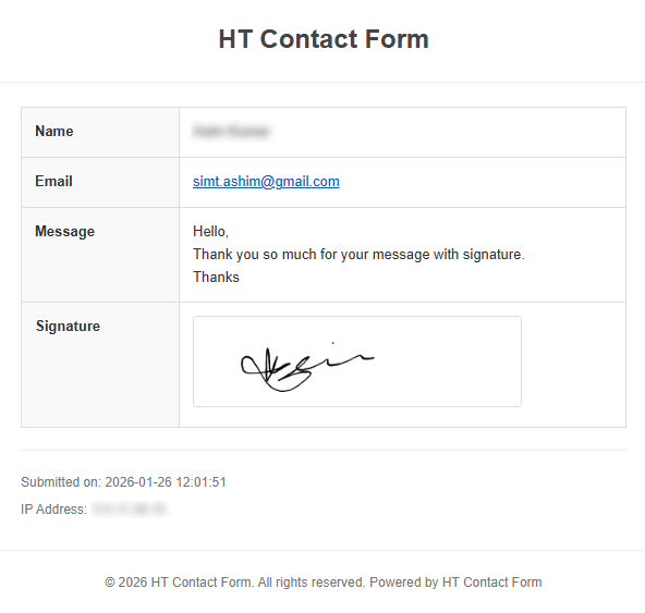 Contact Form Signature Field email notification attachment