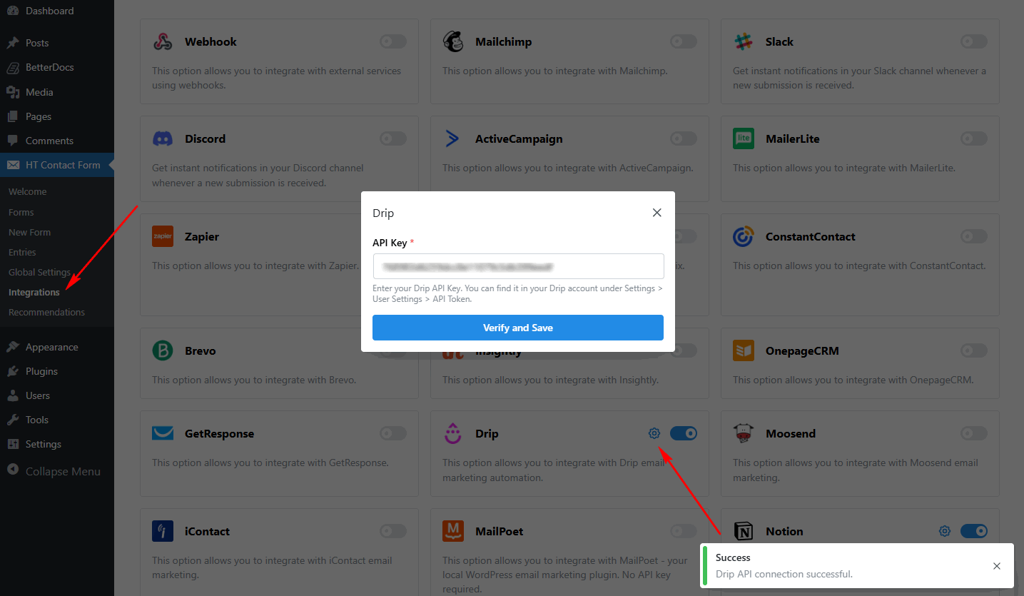 Drip Global Settings