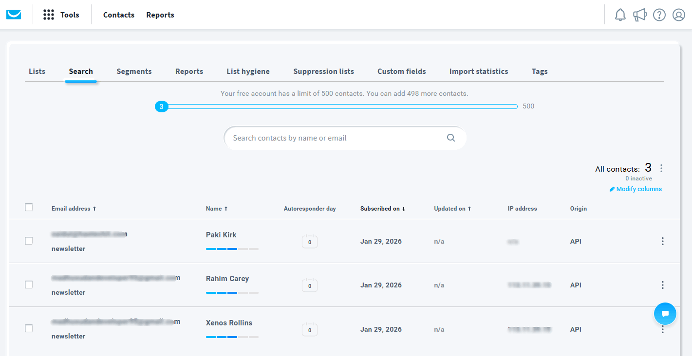 GetResponse Contact Example