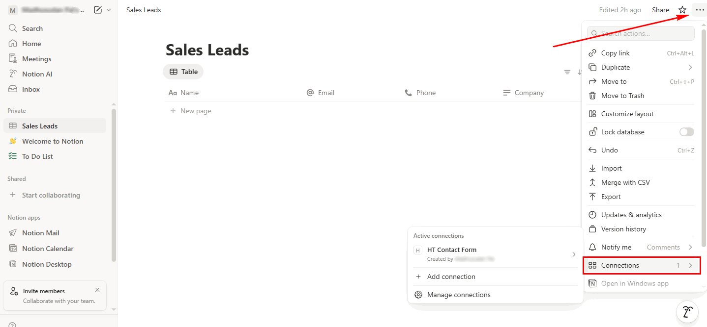 Notion share database