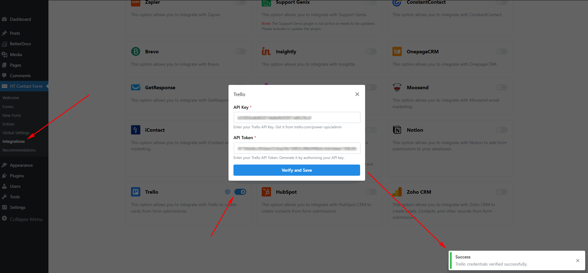 Trello Integration with HT Contact Form