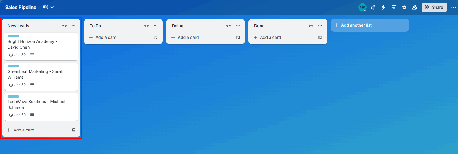 trellow notification card