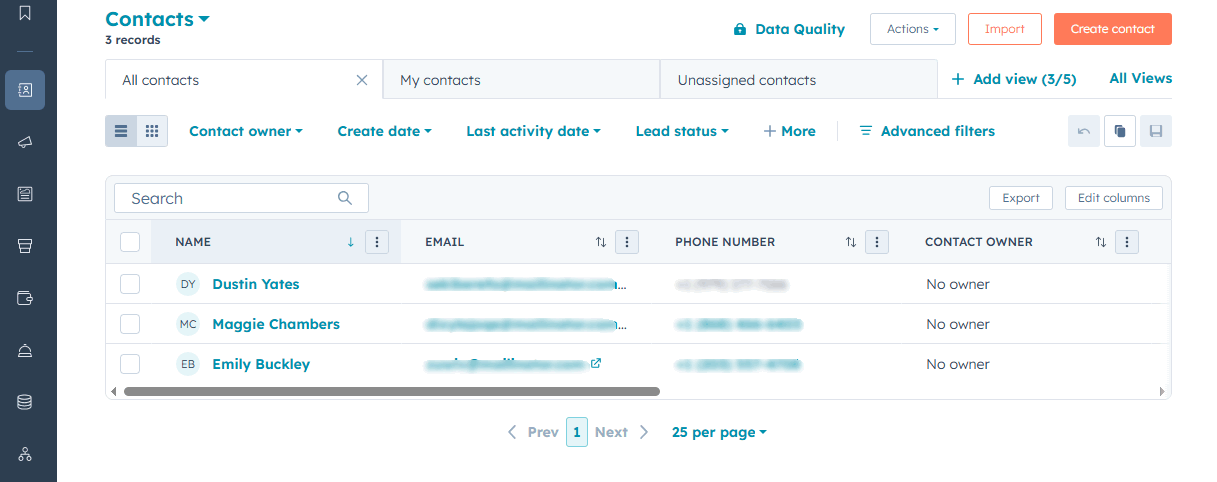 HubSpot Contact Example