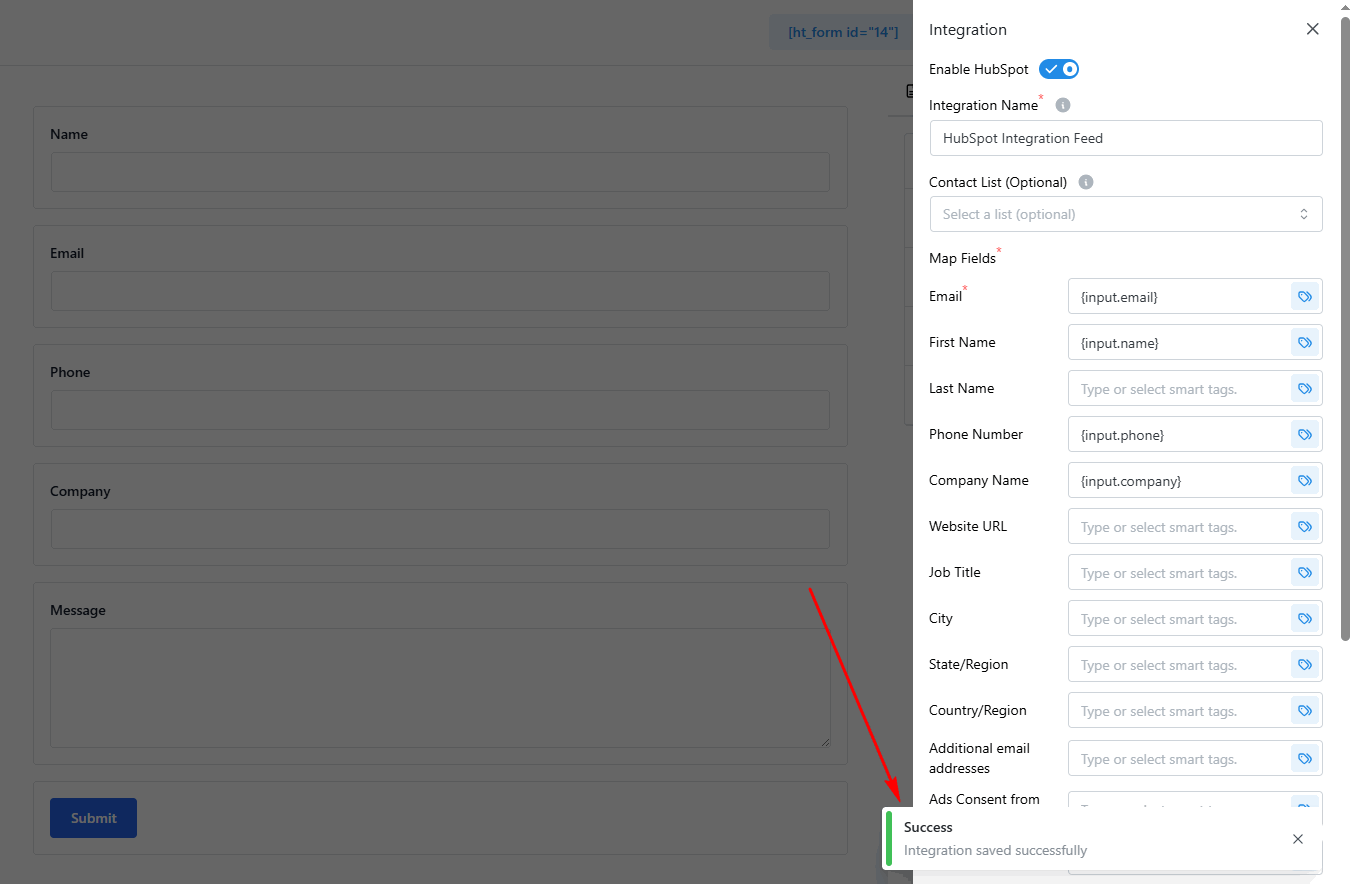HubSpot Form Integration