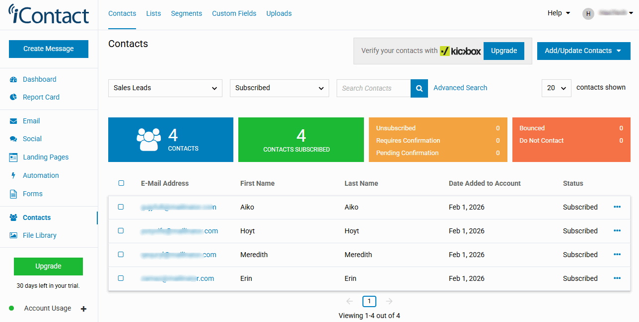 iContact Contact Example