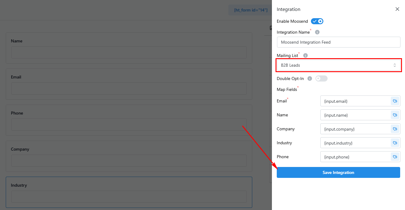 Moosend Form Integration