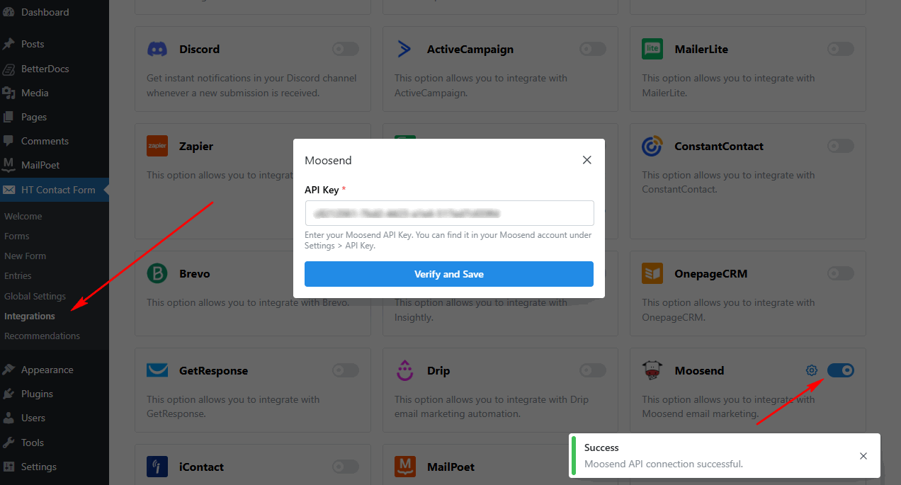 Moosend Global Settings